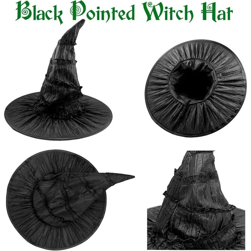 Women Witch Costume Accessory Set Hat Gloves Glasses for Halloween Cosplay